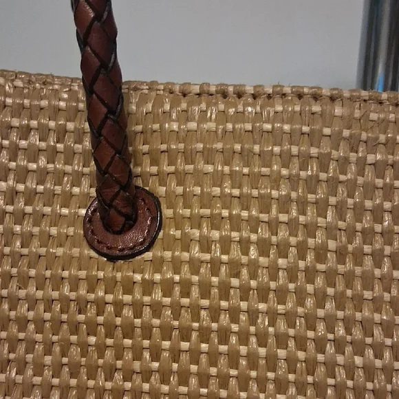 Etienne Aigner Woven Leather Tote Bag Tan Brown Vintage Classic - Picture 4 of 11
